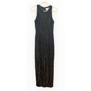Vintage Adrianna Papell Black‎ Silk  Beaded Trapeze Halter  Long Dress 90s Y2K 6